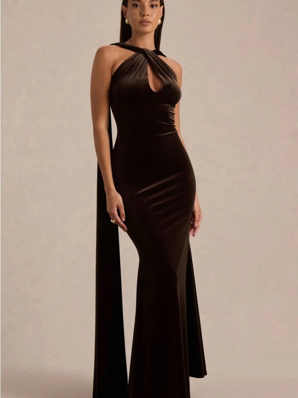Club L London Black Twist-Halter Maxi Dress